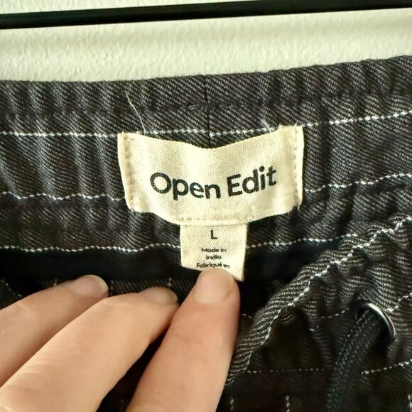 Open Edit Nordstrom Cuff Hem Joggers in Dark Gray Pinstripe - Size L - Picture 5 of 6